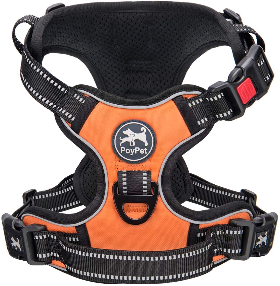 Reflective Adjustable No Pull Pet Harness, Orange (S)