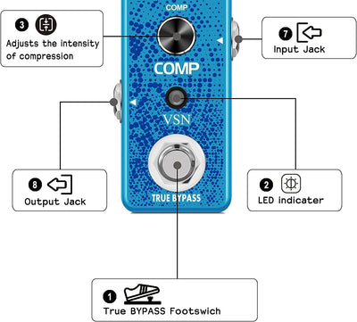 Mini Pedal with Guitar Effects Knobs (Style: Compressor)