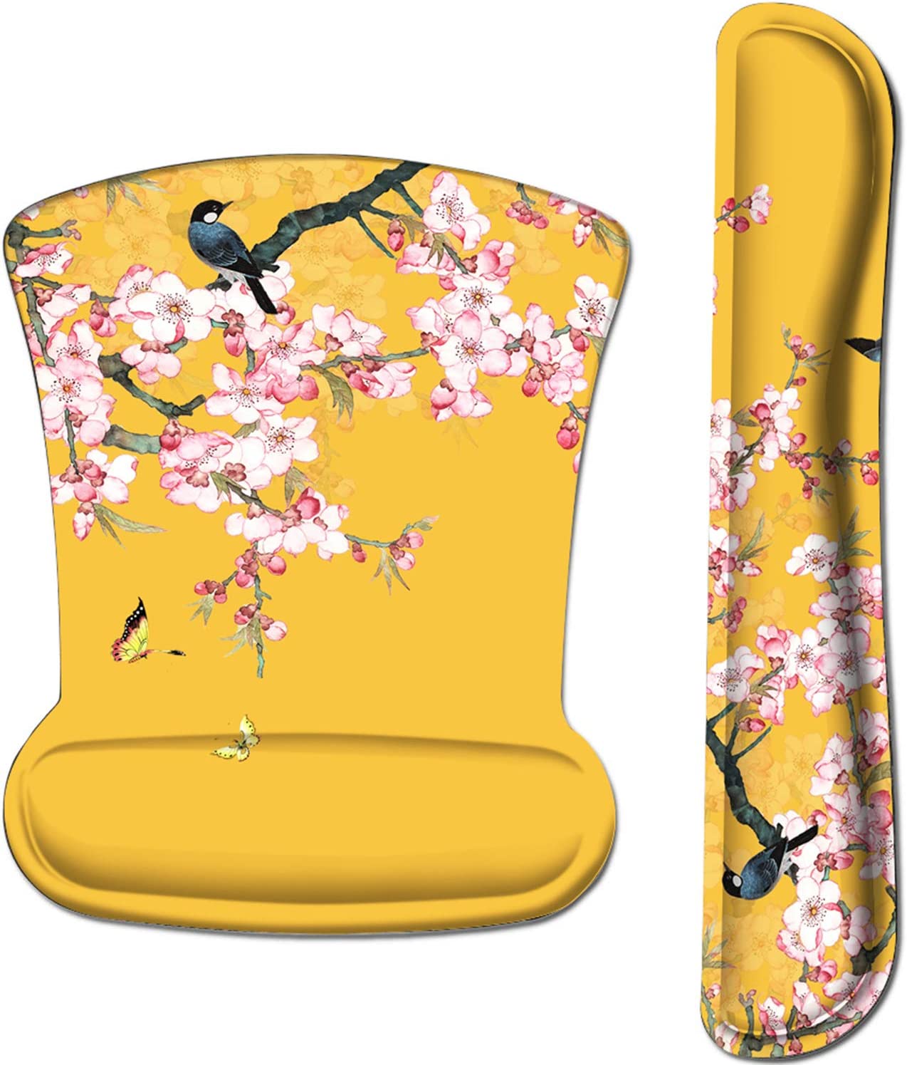 Keyboard Wrist Rest & Mouse Wrist Rest - Flower & Birds