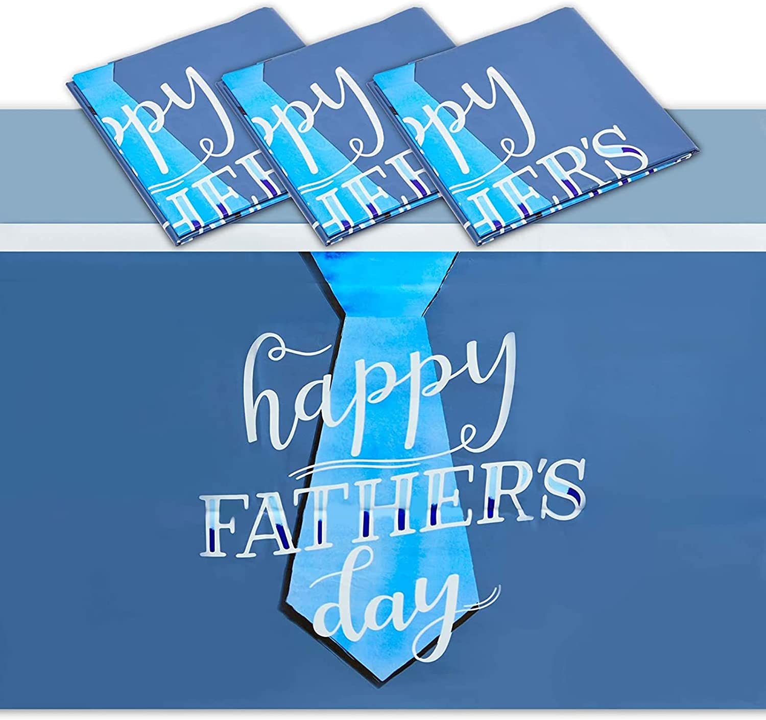 Father's Day Party Plastic Tablecloths (54" x 108", 3-Pack) blue