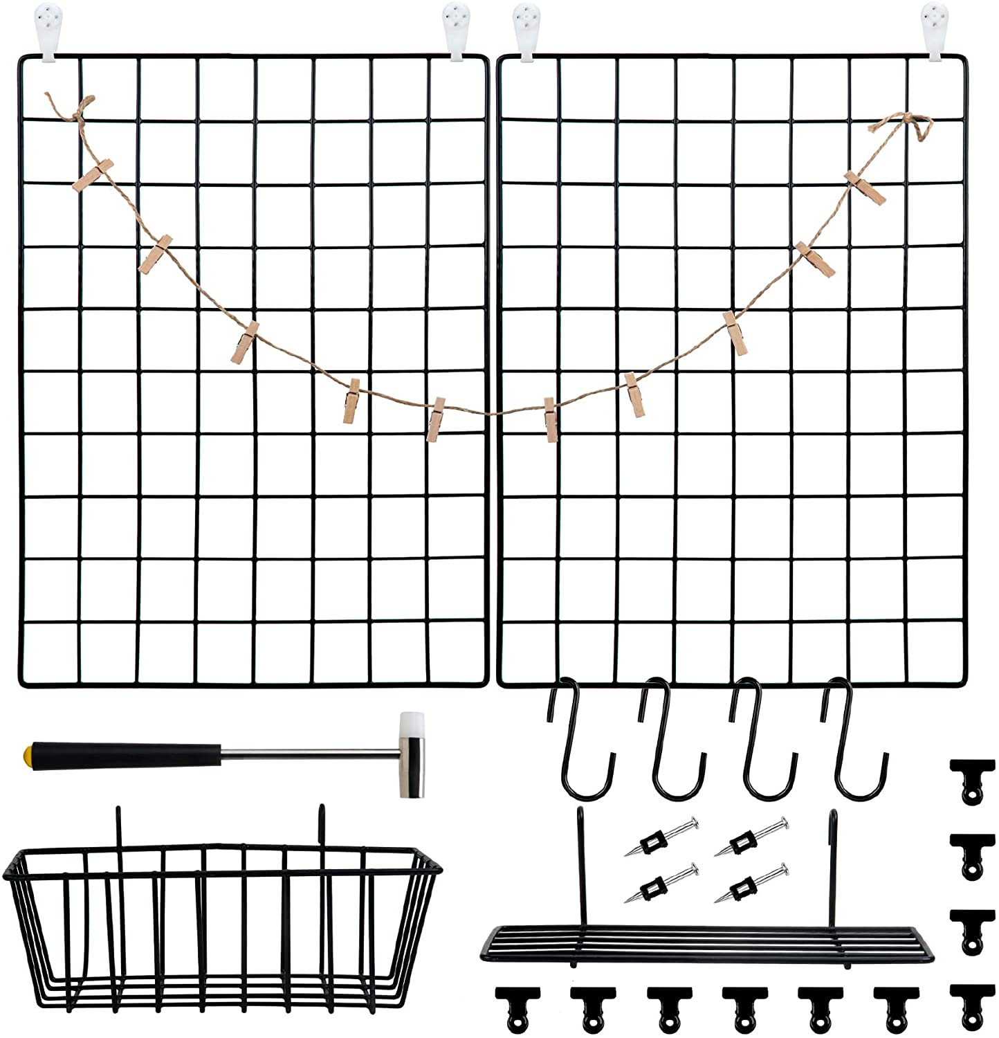 2 Pack Office Wall Grid Wire Panels 12.2" x 16.5"