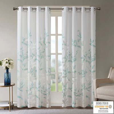 Single semi-transparent curtain ( 50x84, colour:Leaves Aqua)