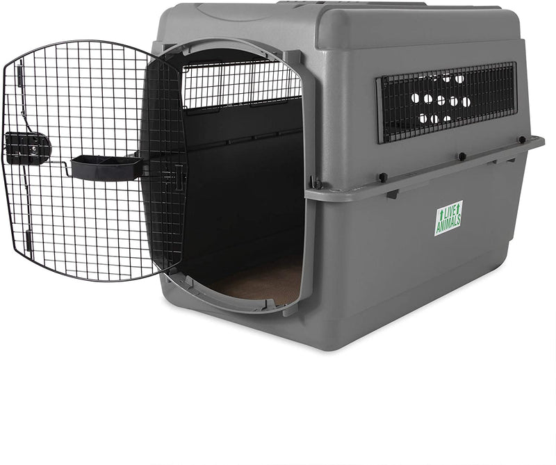 Pet Carrier, 40 Inch, 4 Way Door, Plastic Shell, Steel Wire, Grey