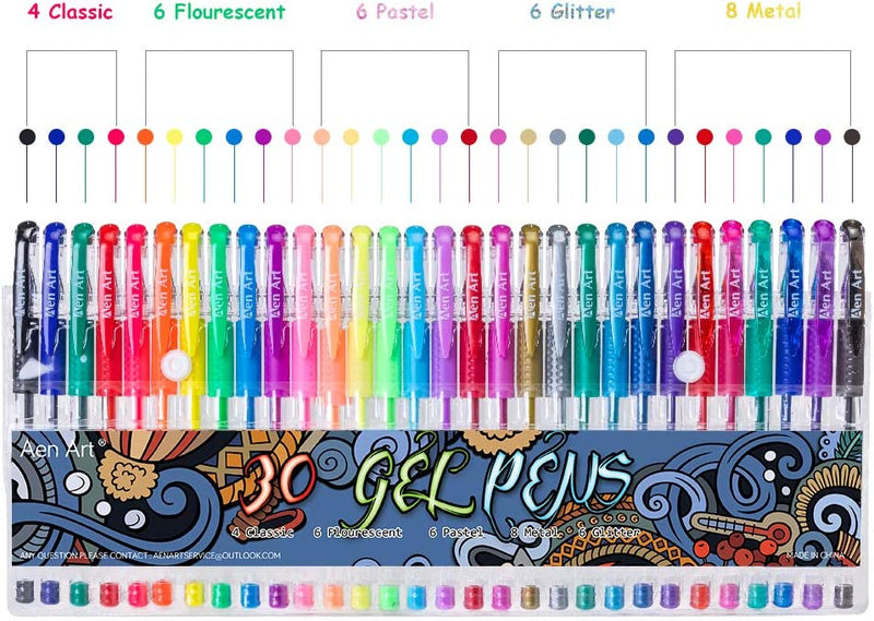 30 Color Gel Pens for Coloring