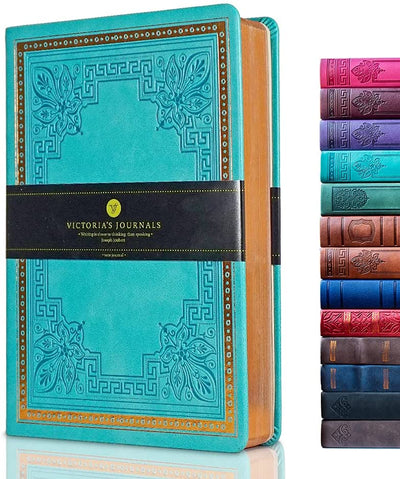 Leatherette Vintage Journal Hard Cover (Teal, Full Gilt Edge)