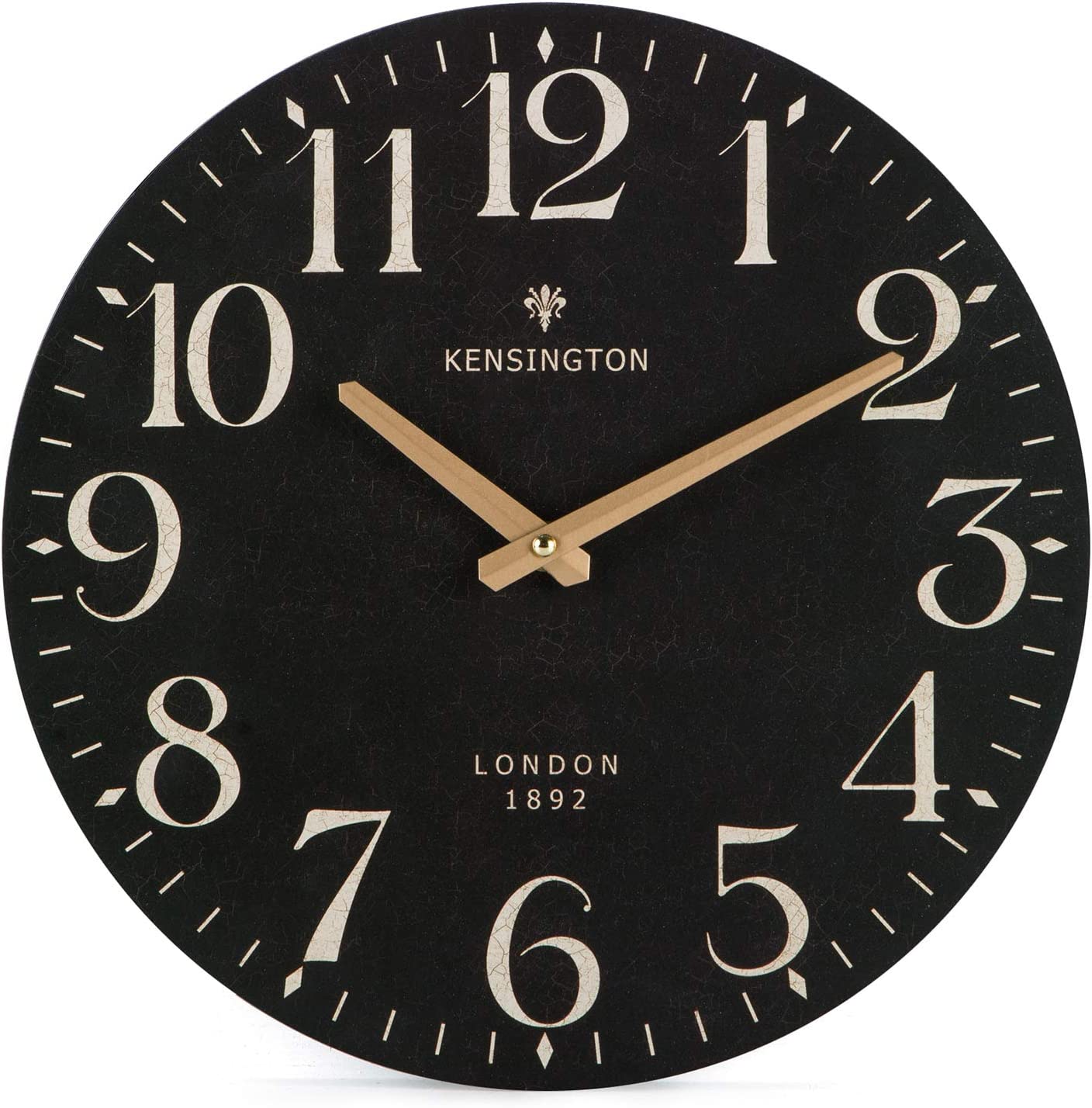 Farmhouse Wall Clock, Silent, 12", (Black)