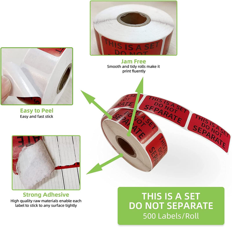 1" x 2" Red Packaging Labels (2 Rolls, 1000 Labels)