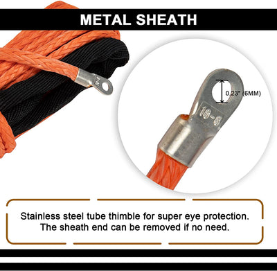 1/4" x 50 ft Synthetic Winch Rope (Orange)