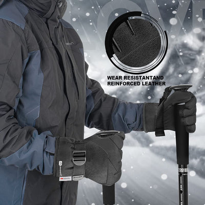 Touchscreen waterproof ski and snow gloves. L (Colour: Black)