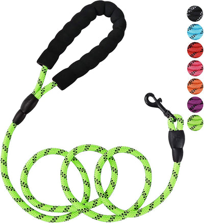 Rope leash for pets with non-slip handle, (green)