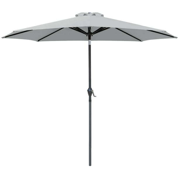 9' Patio Umbrella with Tilt Button, Color: Gray