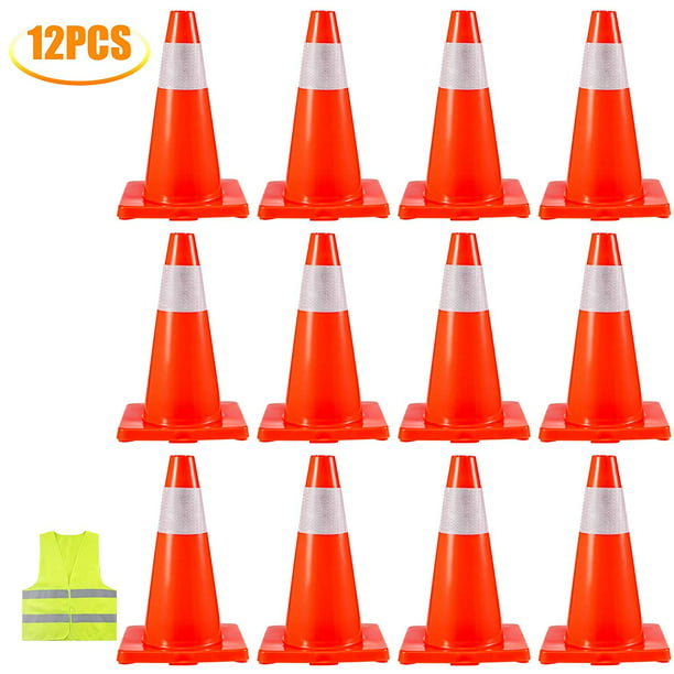 12-Pack 18-Inch Traffic Cones, Parking Safety Cones