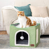 Large pet cave with hanging ball and scratch pad 16.5 x 16.5 x 14