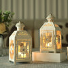 Candle Lantern, 9.5", (Color:White with Gold Brush)