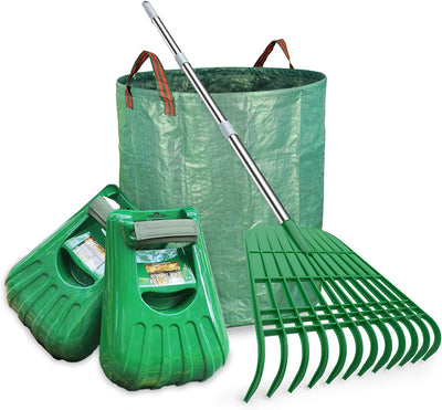 Leaf Rake Set, Comes with 72 Gallon Garden Bag