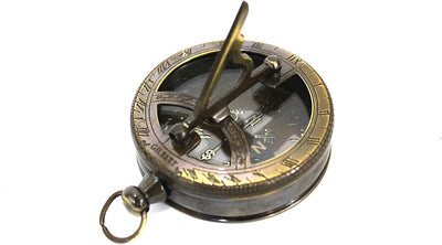 Nautical Antique Style Pocket Sundial Compass, 5 x 4.5 x 2.2