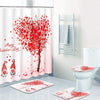 Valentine Heart Shaped Tree Shower Curtain Set of 4