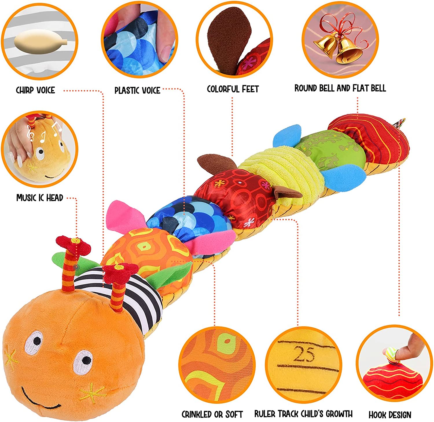 Baby Toys Musical Caterpillar Interactive Multicolored Infant Toy