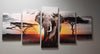 Elephant Painting African Sunset Gold Landscape Wall Art