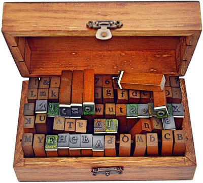 wooden stamps with numbers and symbols, Vintage style, kit 70 pcs