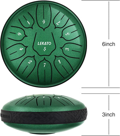 Steel tongue drum- 6 inch 11 tones, jade green