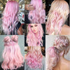 16 Colored Curly Wavy Clip-in Hair Extensions (Light Pink)