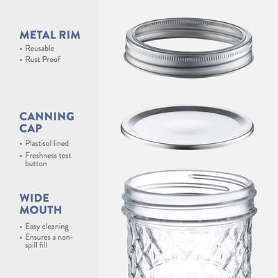 16-ounce canning jars (6-pack) with lids and bands