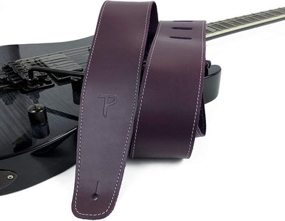 Guitar strap - baseball leather, purple color