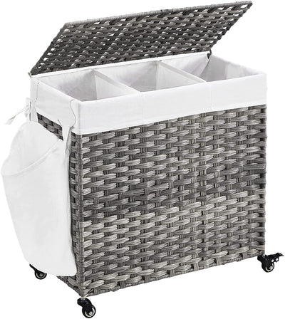 Hand Woven Laundry Basket, Color: Gray