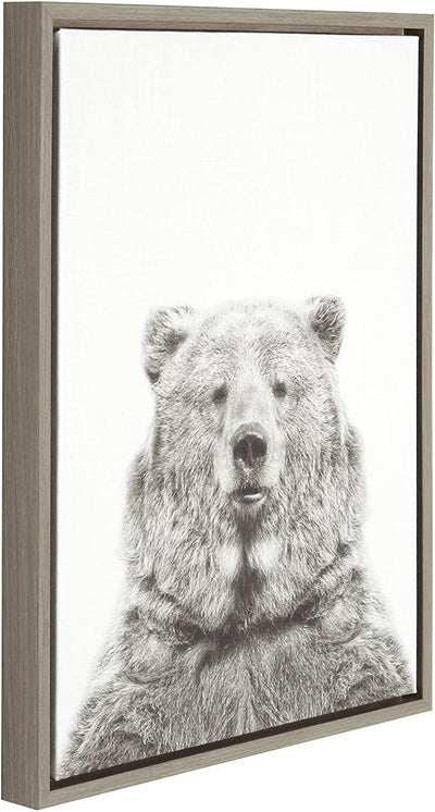 Bear Animal Print Black and White, 18x24 Gray