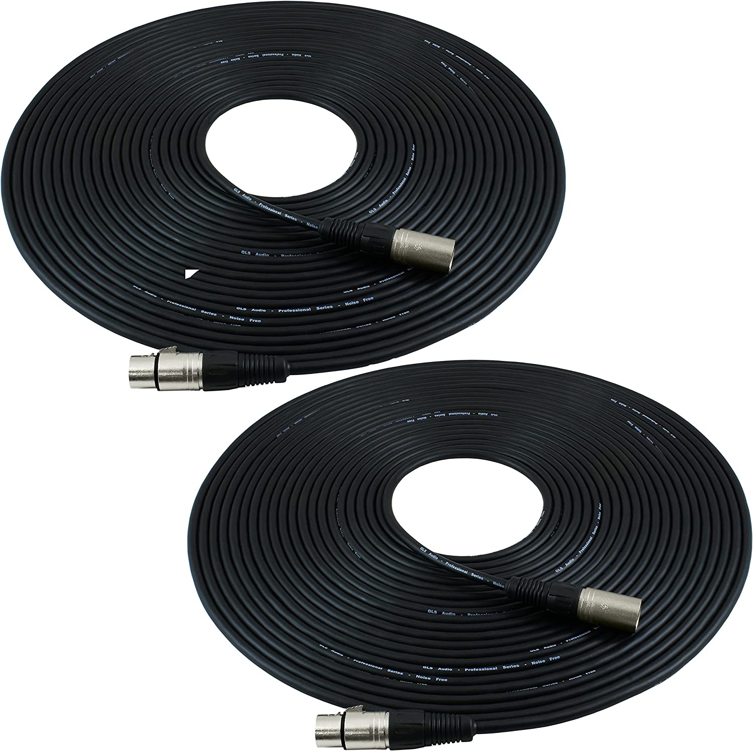 Balanced XLR Microphone Cable, Black, 2-Pack (55ft)