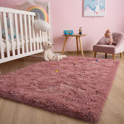 Shaggy Fluffy Area Rug for Bedroom, 3' x 5', (Blush)