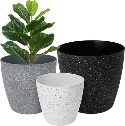 Garden Pots with Drainage Hole, 2 Piece Arrowhead Embossed