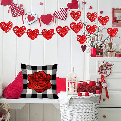 Rattan decorative hearts, 15 pcs, Red