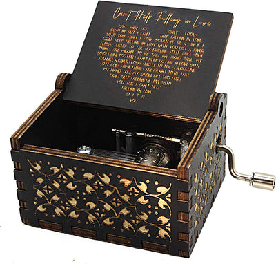 Old wooden music box, Can't Help Falling in Love, Color: BLACK