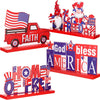 4 Piece 4th of July Wooden Patriotic Centerpiece