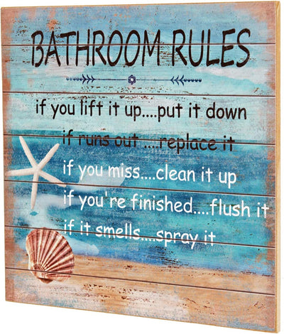 Bathroom Rules Wall Sign for Bathroom Decor