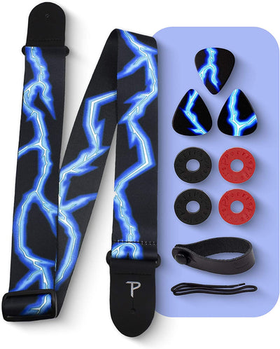 Guitar Strap, (Blue Lightning)