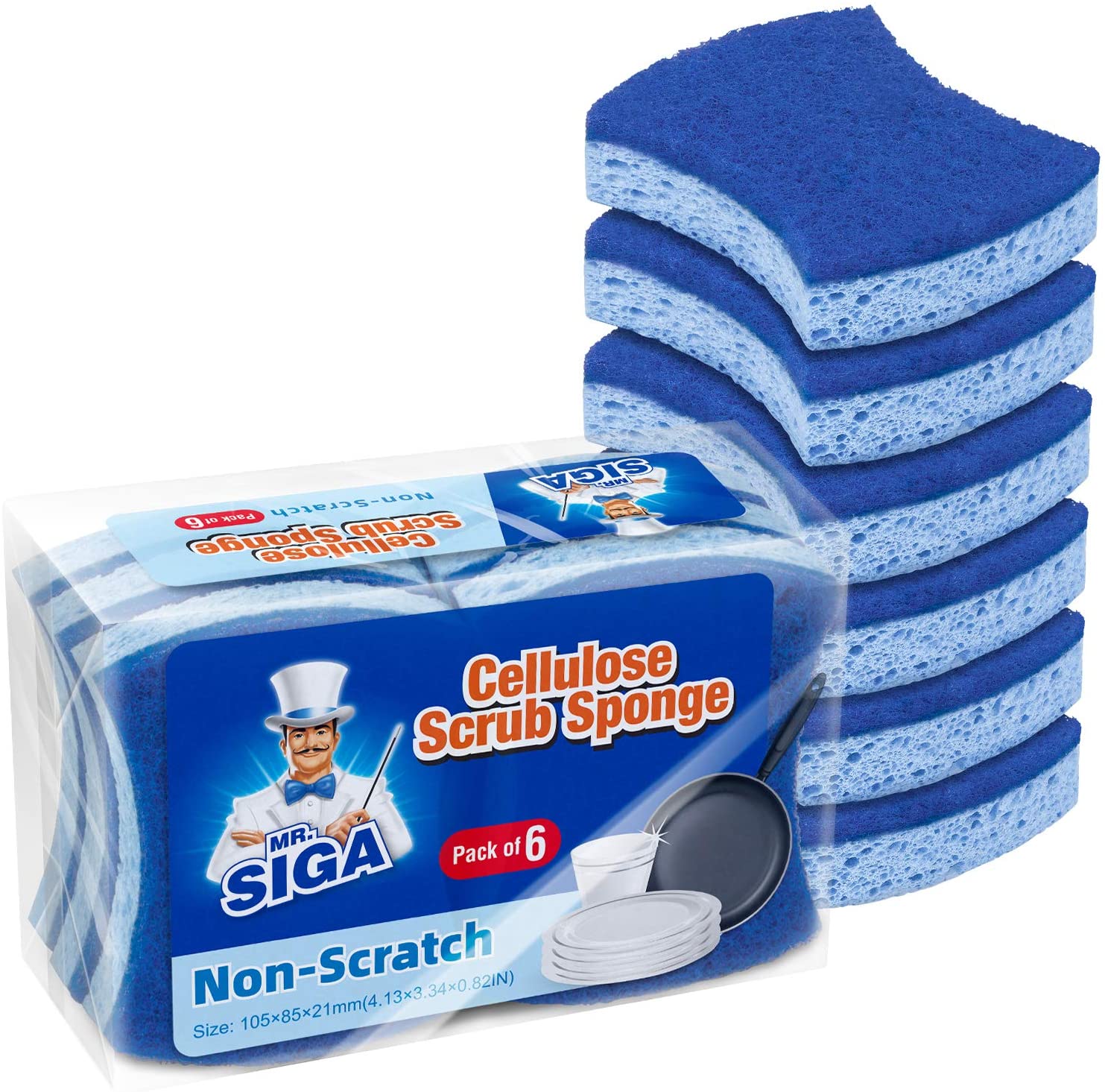 Double-sided sponge for washing dishes, 12 pack