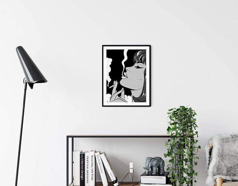 Retro Woman Wall Art Posters, Black and White, 12 "x 16"