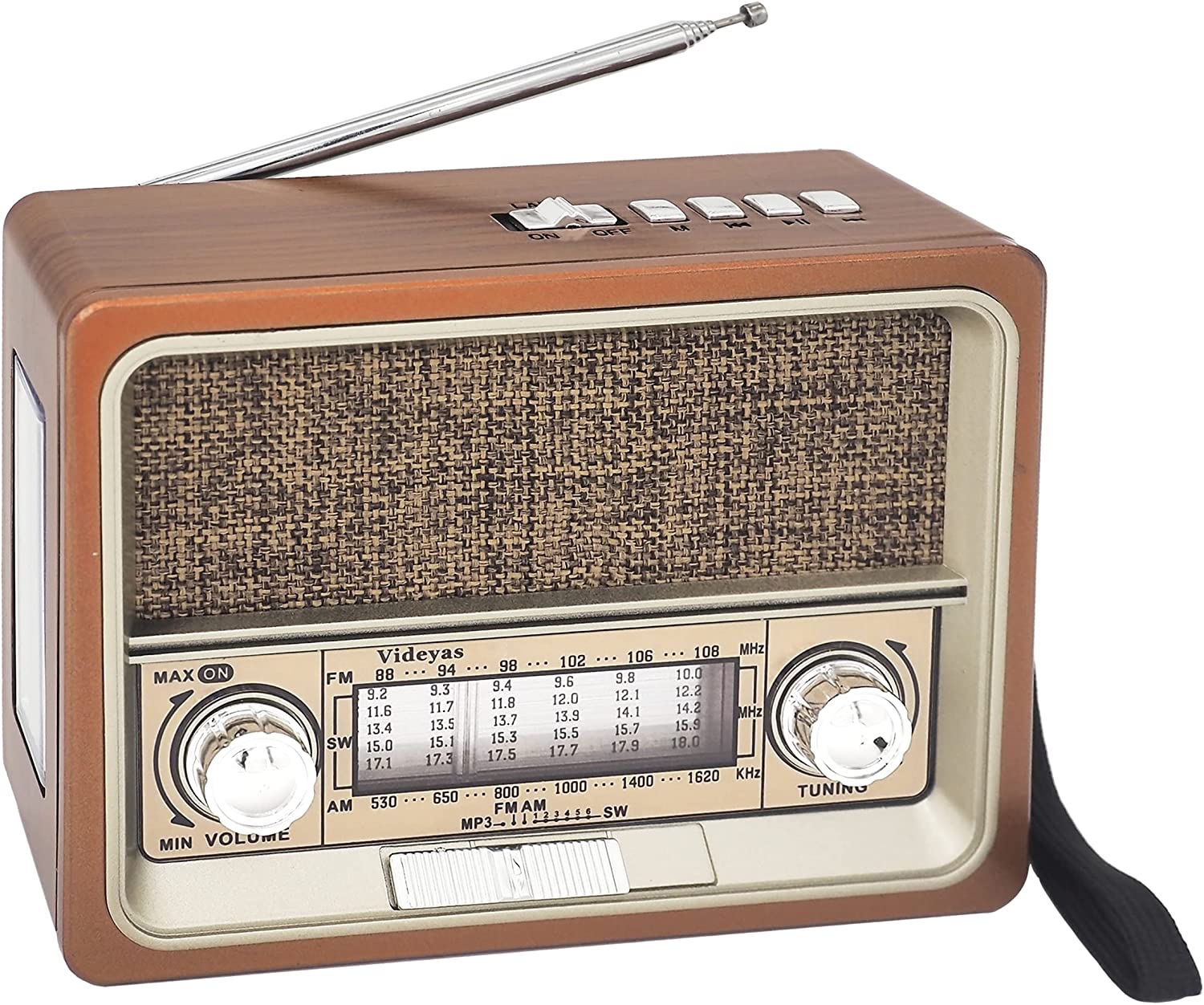 Portable retro radio with Bluetooth, rechargeable battery