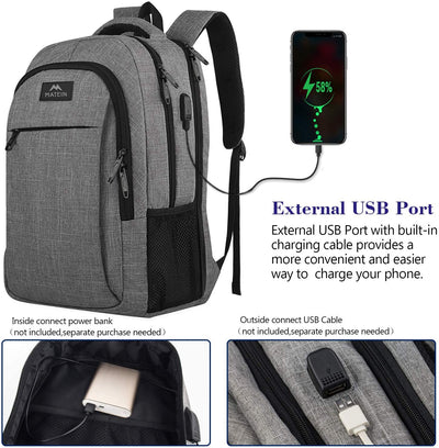 large travel backpack with usb charging port, water resistant