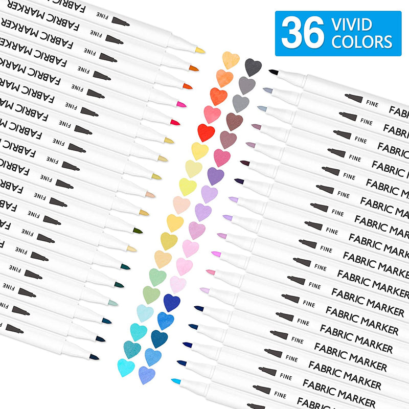 36 Colors Fabric Markers with 11 Stencils