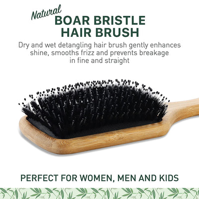 Natural bristle hair brush (paddle), Size: 6 Piece Set