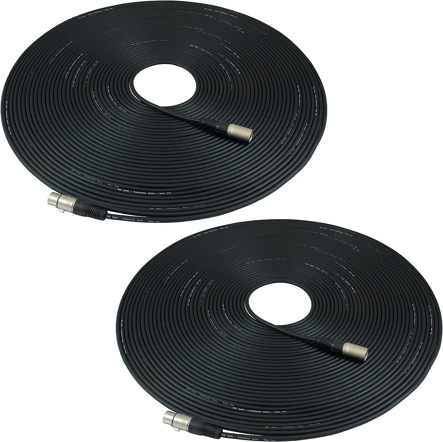 Balanced XLR Microphone Cable, Black, 2-Pack (100ft)