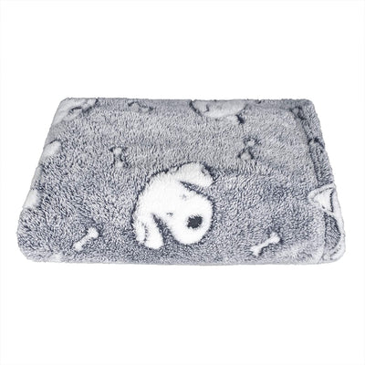 Plush pet blanket with cute print design, of 24 x 32 inch, grey