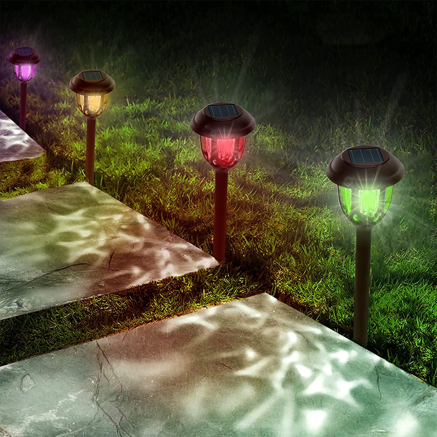 Solar Lights Outdoor Decorative,10 Packs, colored light