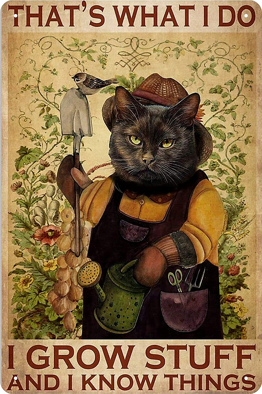 Vintage black cat metal tin sign, 12 x 8 inch