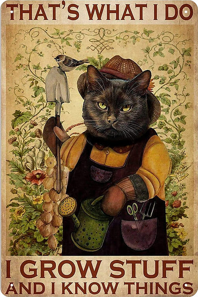 Vintage black cat metal tin sign, 12 x 8 inch