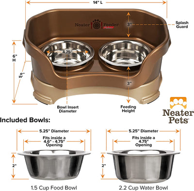 Deluxe pet feeder, non-slip (bronze)